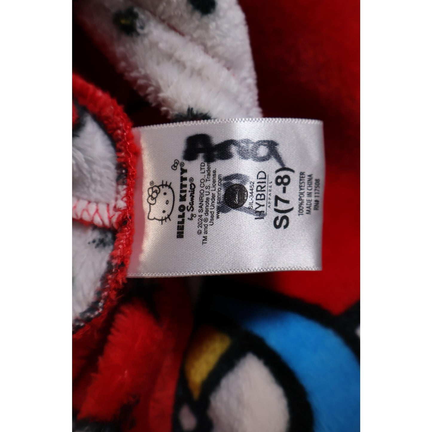 Hello Kitty Hoodie Youth Small 7-8 Plush Pullover Sanrio Cartoon Character Girls