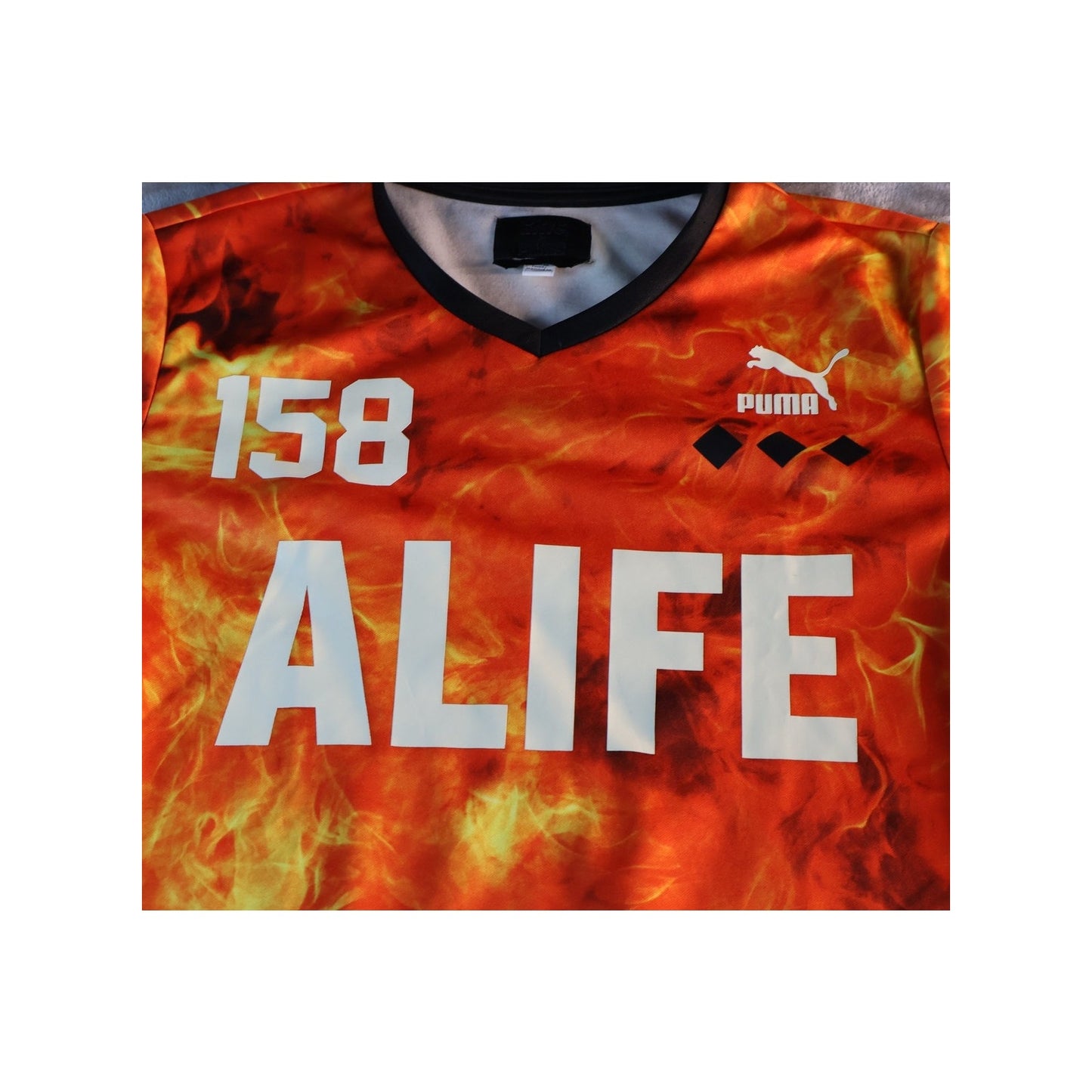 Puma Alife Shirt Mens Small Orange Flame Soccer Jersey DryCell 158 Streetwear