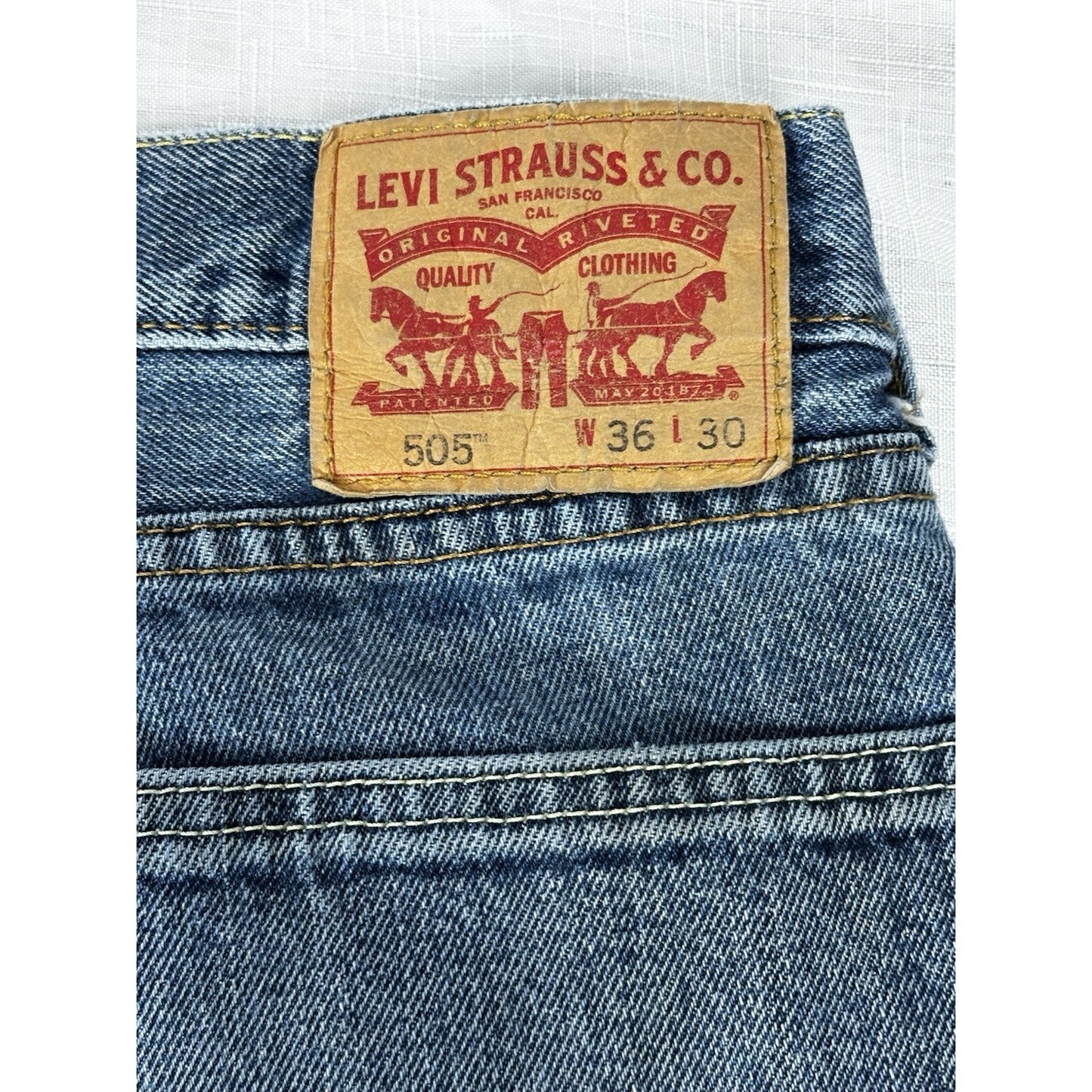 Pre-owned Levi 505 Red Tab Mens Blue Jeans Size 36x30