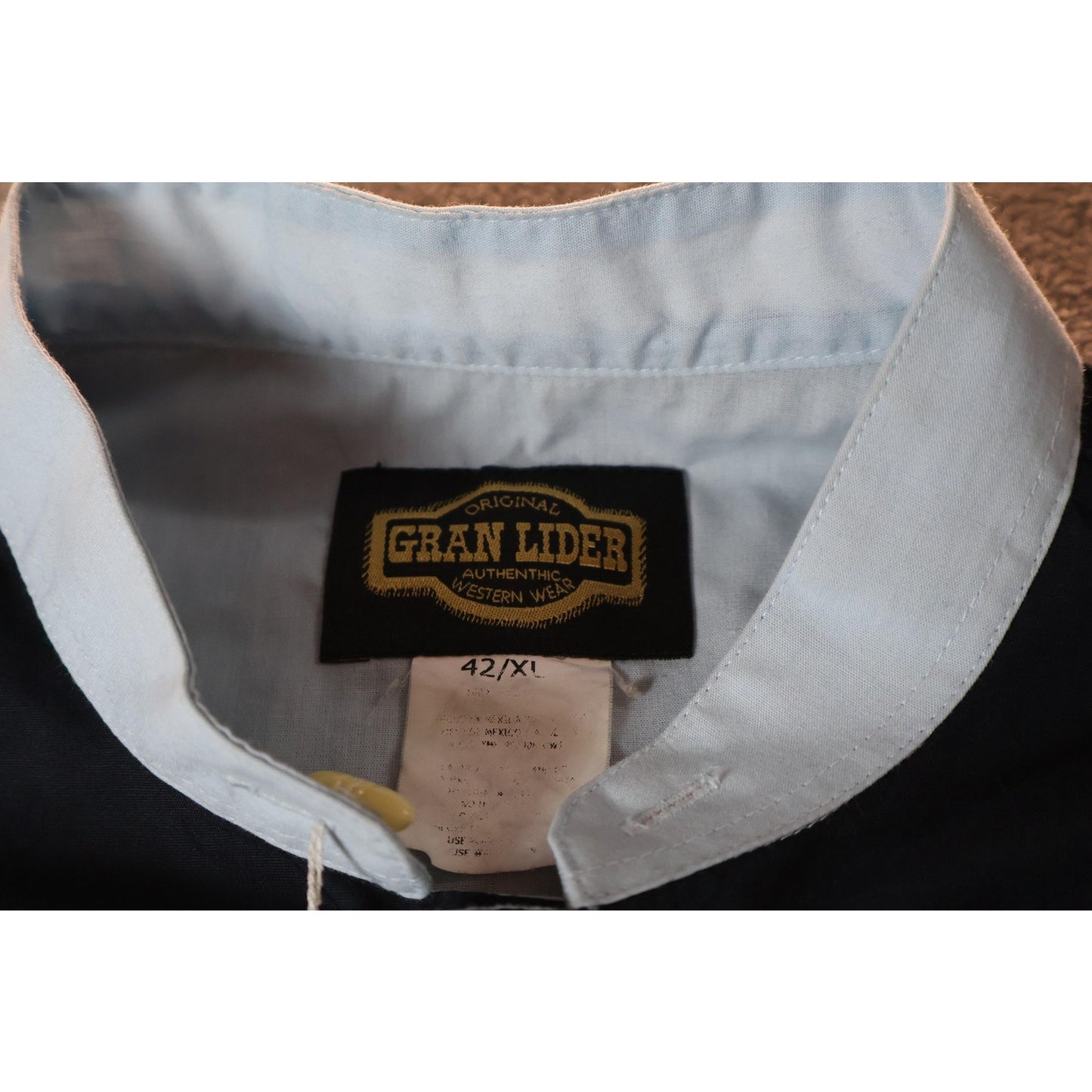 Gran Lider Western Shirt Mens XL Light Blue Black Embroidered Cowboy Rodeo Snap