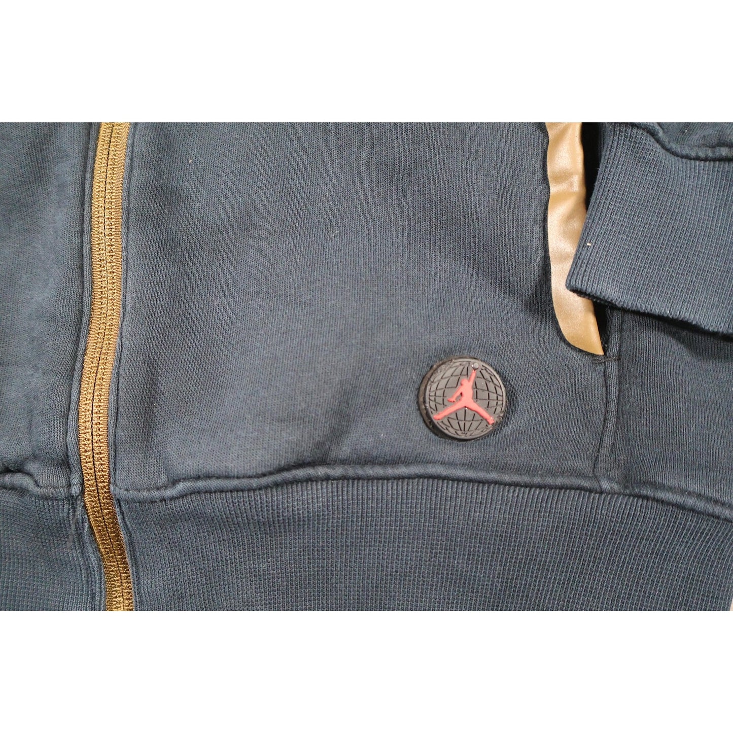 Jordan Hoodie Small Navy Blue Brown Full Zip Pullover Athletic Fleece Retro