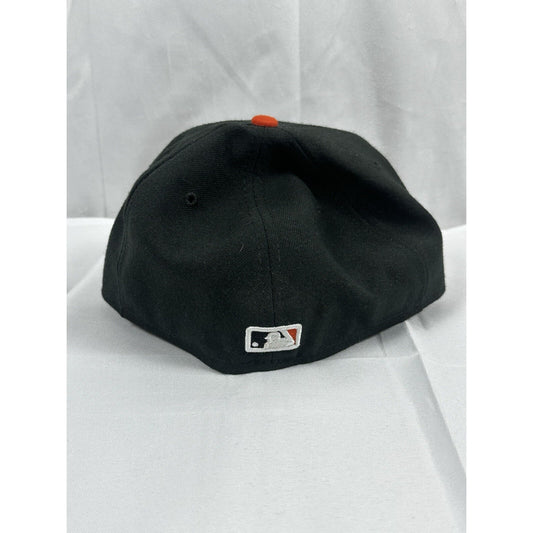 Baltimore Orioles MLB Black Hat/Cap Orange Bill New Era 59 Fifty Fitted 7 3/8
