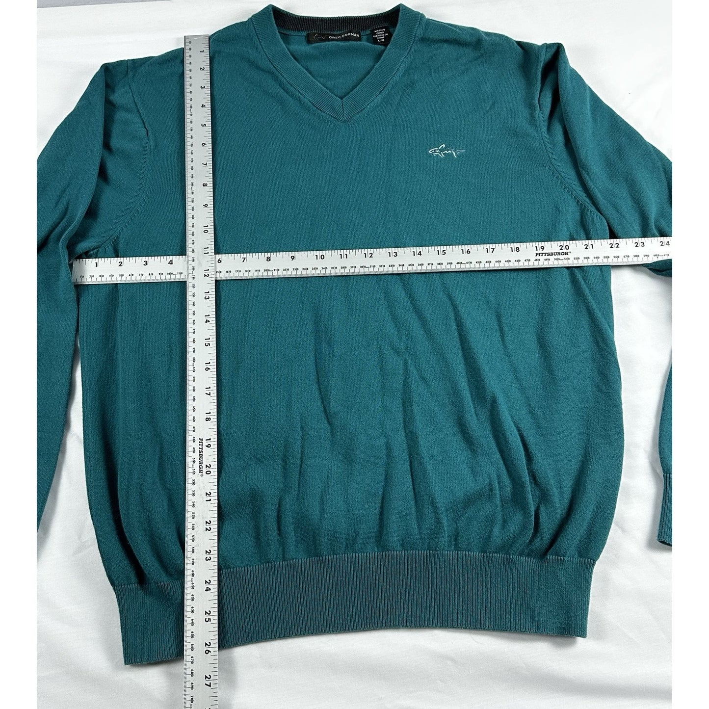 Greg Norman Med Pull Over Golf Sweater Long Sleeve V Neck Jade Green Large