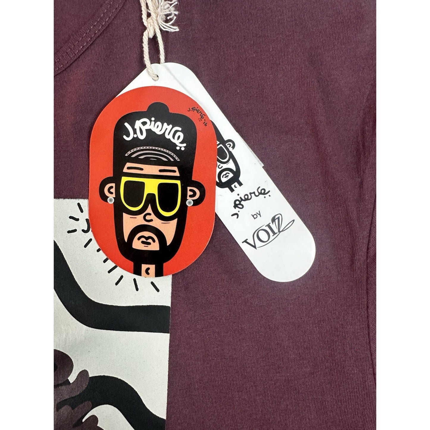 J. Pierce Burgundy Graphic T-Shirt Artistic Design - Large