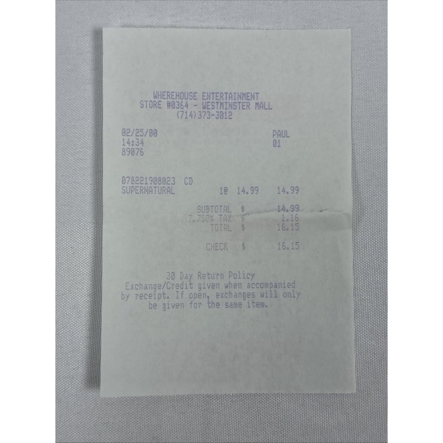 Santana - Supernatural (CD, 1999) With Original Receipt