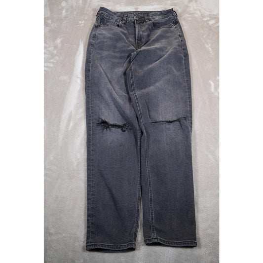 American Eagle Jeans Womens 4 Black High Rise Mom Distressed Stretch 90s Style
