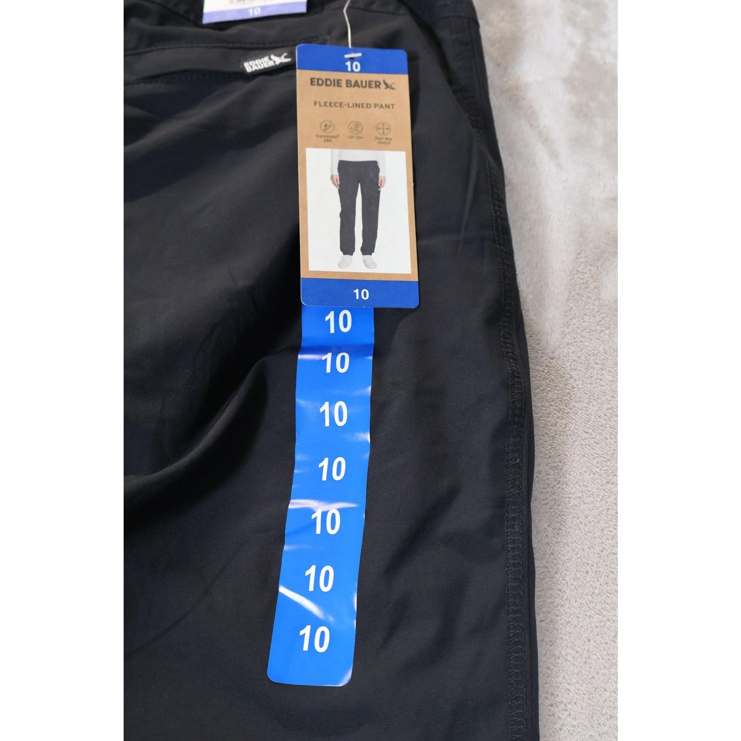 Eddie Bauer Pants Womens 10 Black Fleece Lined Outdoor Athletic Stretch UPF 50+