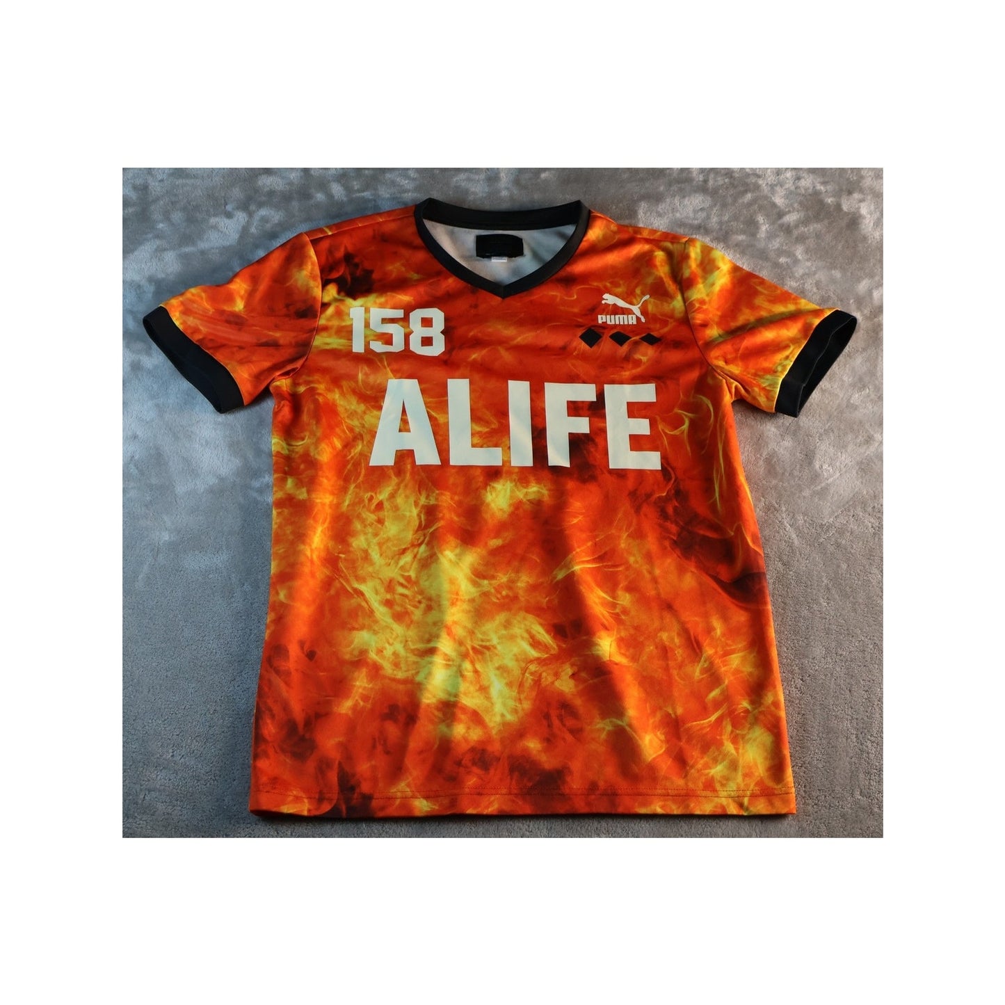 Puma Alife Shirt Mens Small Orange Flame Soccer Jersey DryCell 158 Streetwear