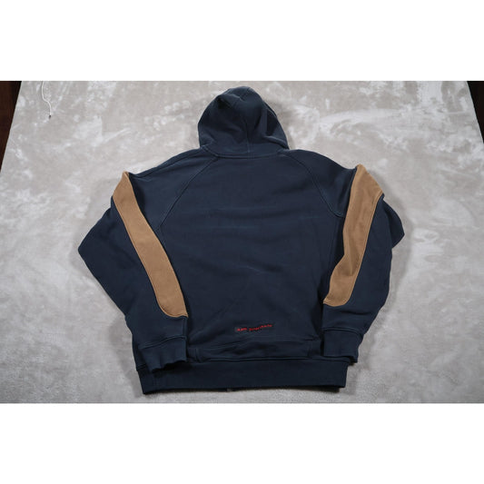 Jordan Hoodie Small Navy Blue Brown Full Zip Pullover Athletic Fleece Retro