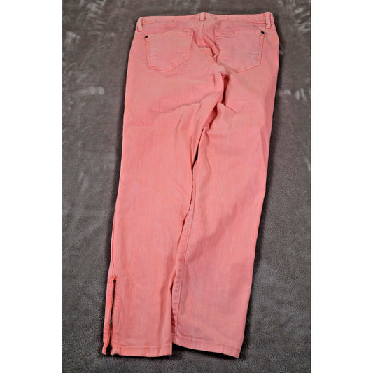 Tommy Hilfiger Skinny Ankle Crop Jeans Womens 6 Pink Zip Hem Stretch Pants Denim