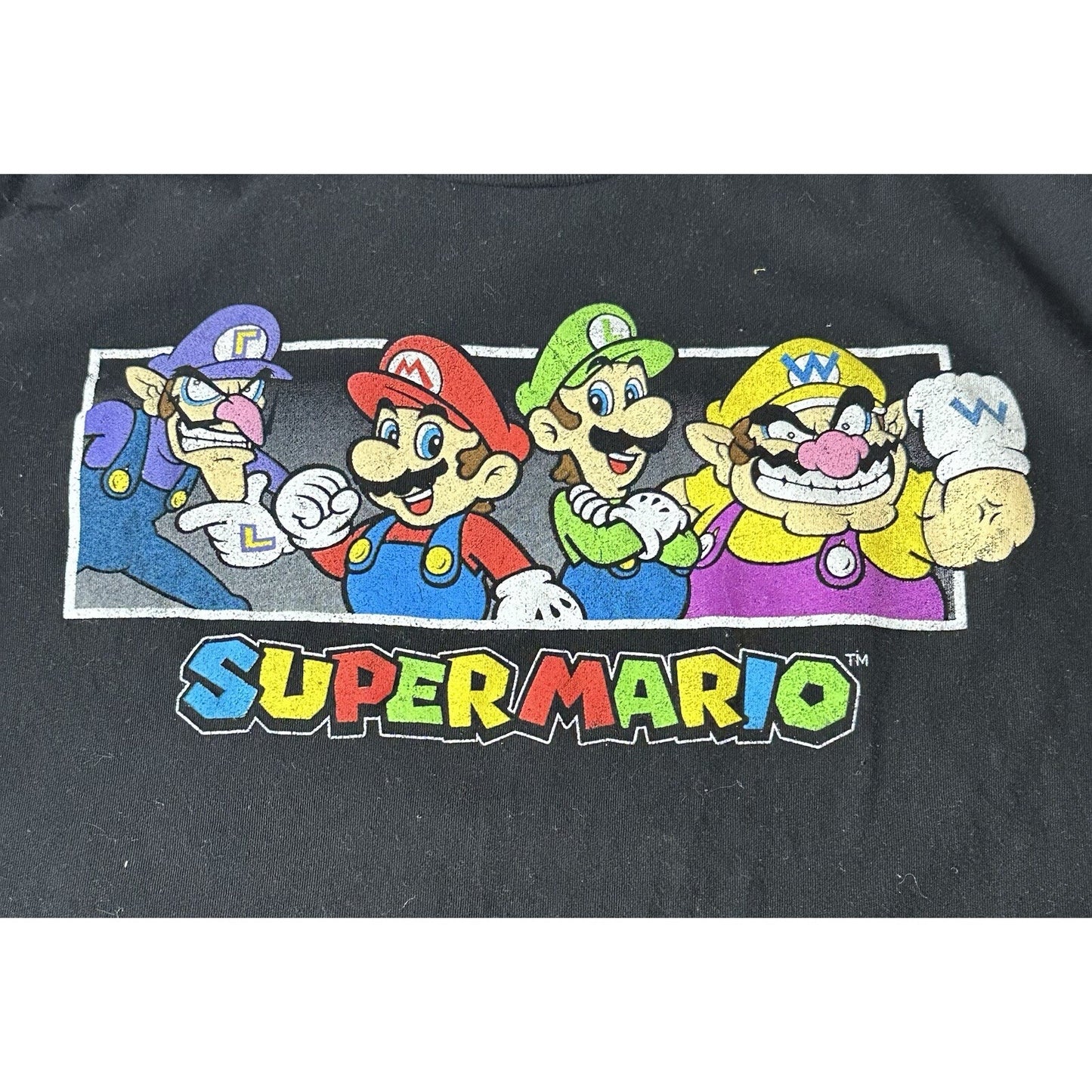 Retro Super Mario Black Crew Neck Tee Shirt - Size Large