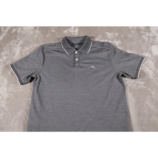 Tommy Bahama Polo Shirt Mens Large Gray Marlin Logo Short Sleeve Casual Golf Top