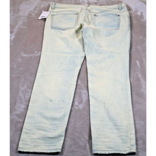 Free People Jeans Womens 30 Light Wash Palm Indig Distressed Denim Straight Leg