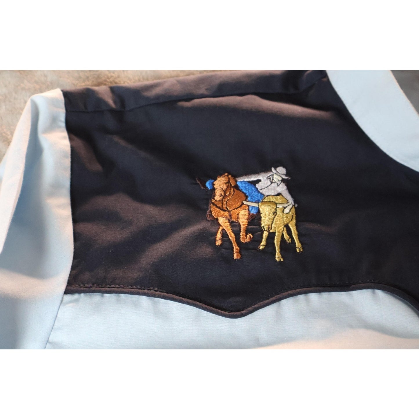 Gran Lider Western Shirt Mens XL Light Blue Black Embroidered Cowboy Rodeo Snap