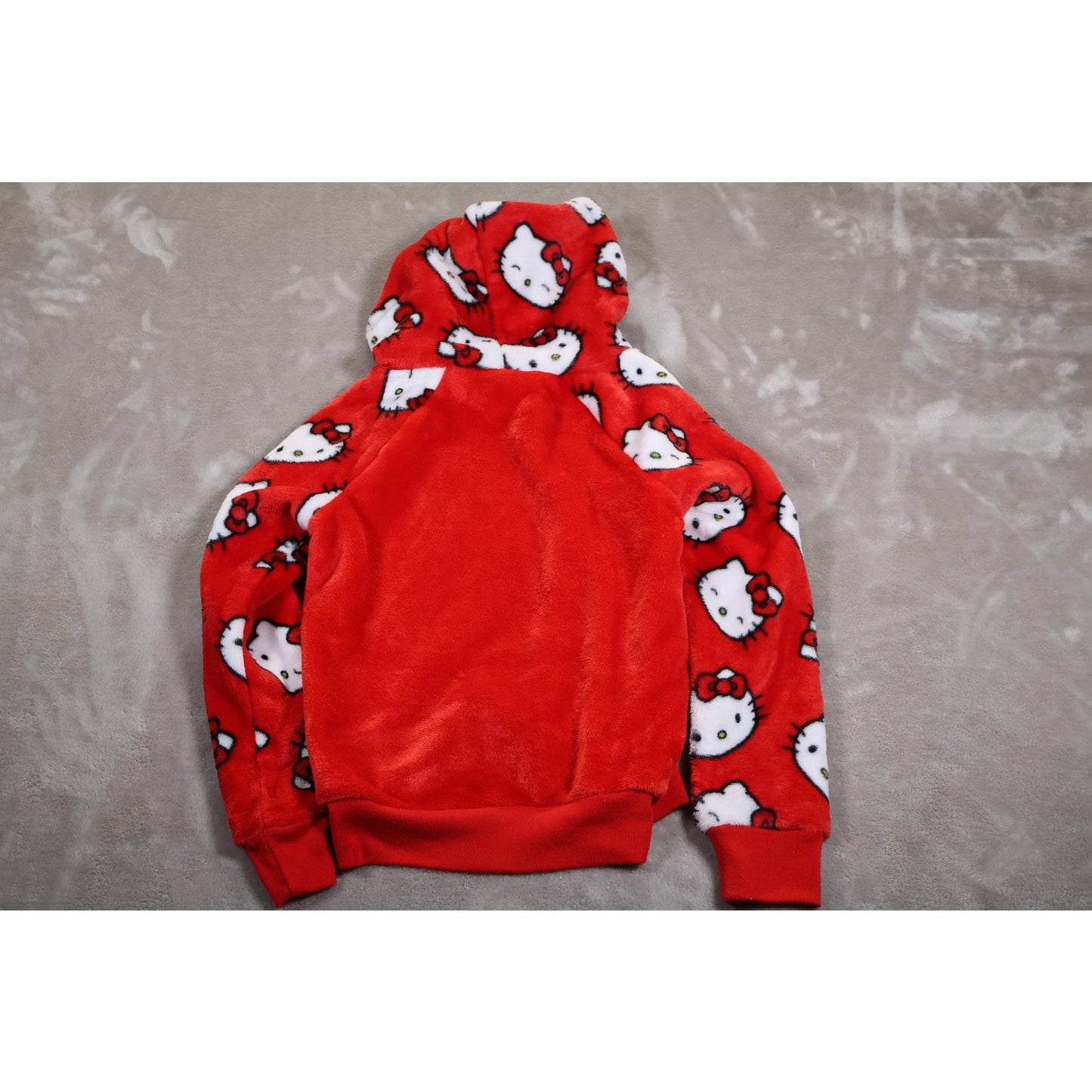 Hello Kitty Hoodie Youth Small 7-8 Plush Pullover Sanrio Cartoon Character Girls