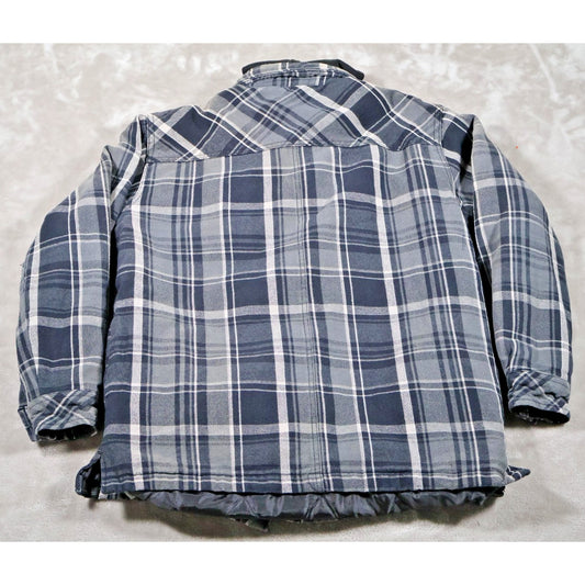 Dickies Jacket Mens Medium Black Gray Plaid Flannel Hooded Insulated Workwear