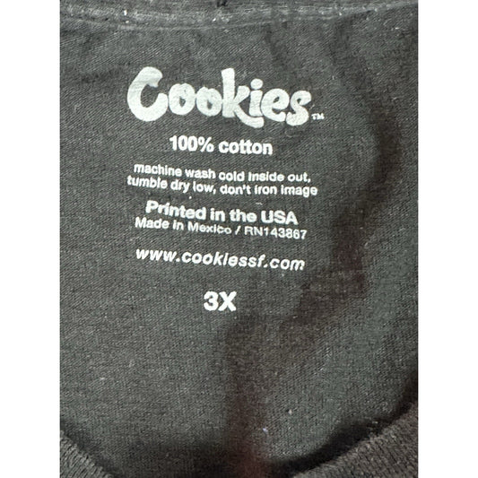 Cookies SF Men's Black Graphic T-Shirt Size 3XL Abstract Design Streetwear