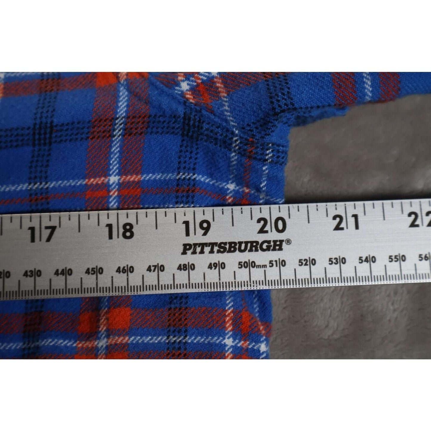 Fox Shirt Mens Medium Blue Orange Plaid Flannel Long Sleeve Western Casual