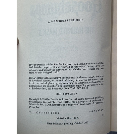 Vintage Goosebumps The Haunted Mask II R.L. Stine 1995 Paperback 1st Print