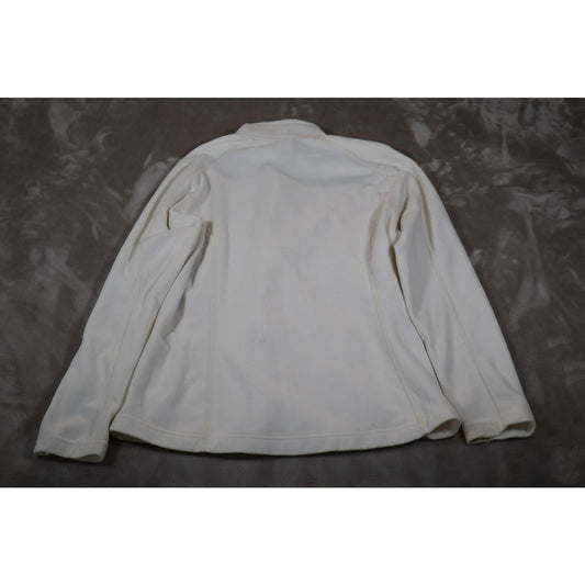 North Face Fleece Jacket Womens Large White Full Zip Outdoor Winter Coat Warm