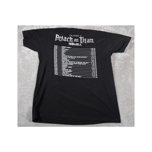 Attack on Titan Shirt Mens Large Black Season 3 Anime Graphic Tee Episodes List