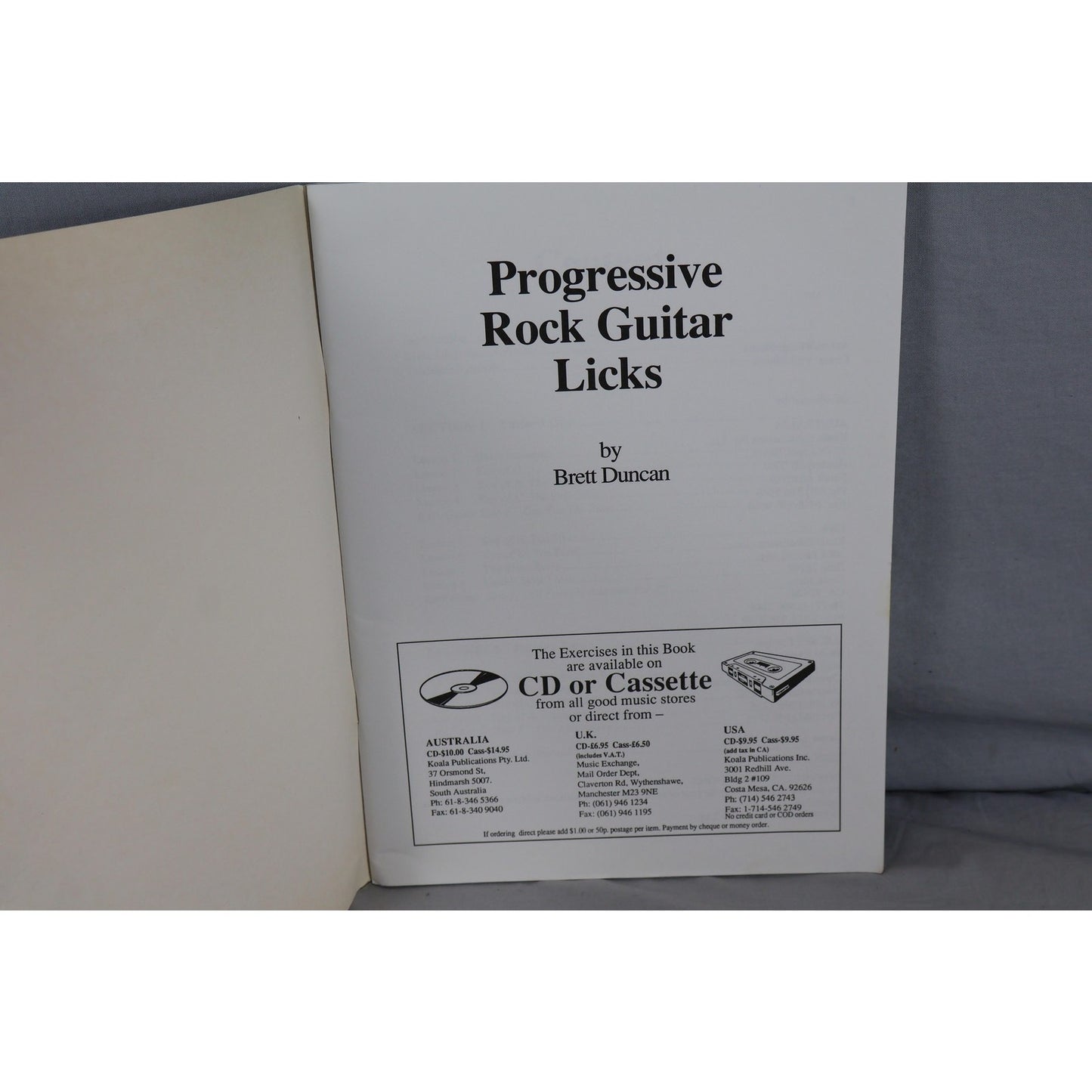 Progressive Rock Guitar Licks Book Brett Duncan Instruction Solo Tab Music Guide