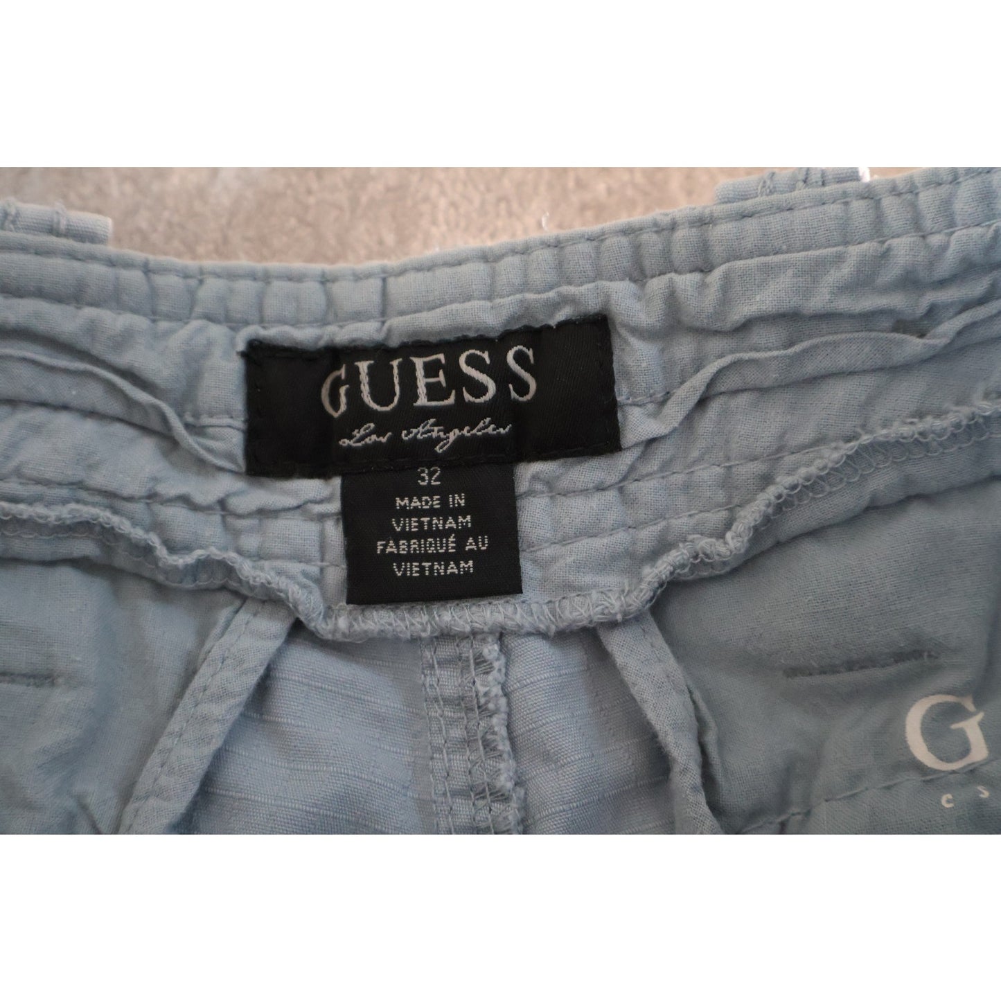 Guess Cargo Shorts Mens 32 Blue Lightweight Utility Pocket Button Outdoor Summer