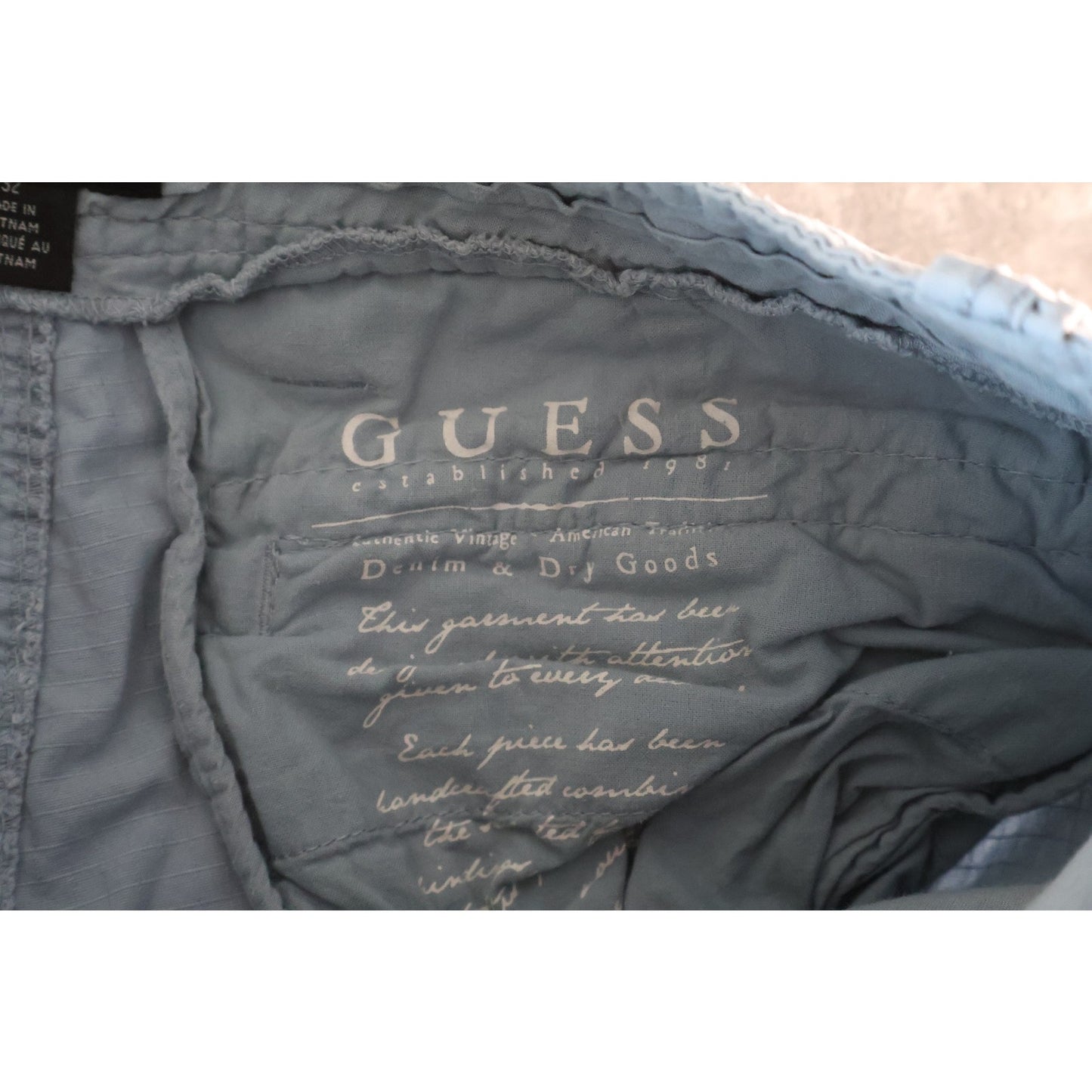 Guess Cargo Shorts Mens 32 Blue Lightweight Utility Pocket Button Outdoor Summer
