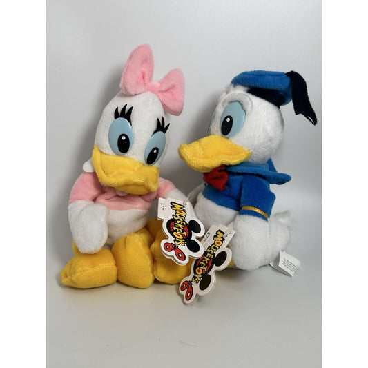 Donald Duck & Daisy 8” Bean Bag plush Mouseketoys New With Tags Vintage Disney