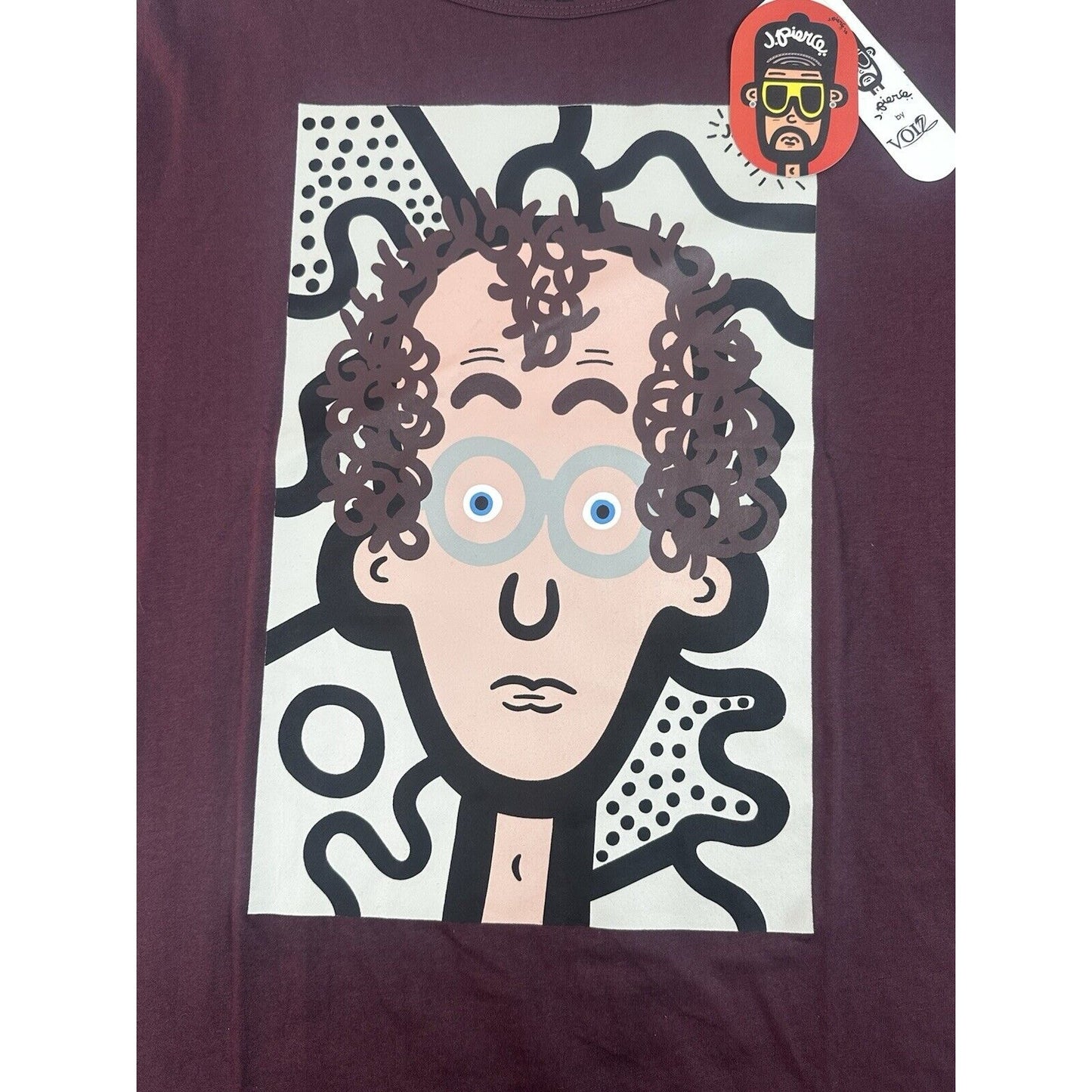 J. Pierce Burgundy Graphic T-Shirt Artistic Design - Large