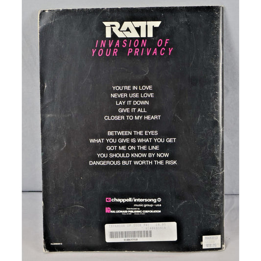 Vintage Ratt Invasion Of Your Privacy Guitar Tab Book Hal Leonard 1980s Songbook