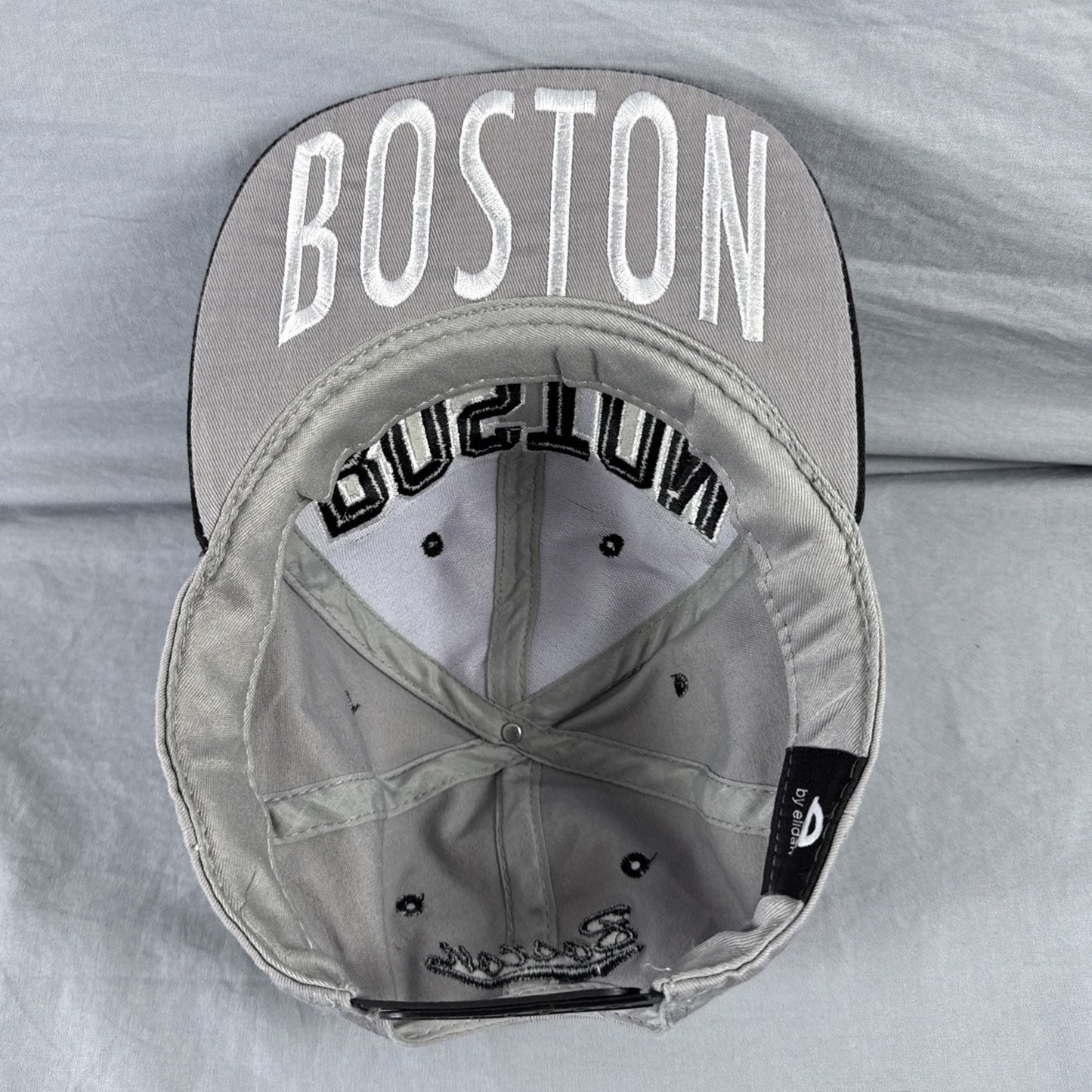 BOSTON Snapback Hat Cap by Elidan Co. Adjustable snap pack, Gray Baseball Cap