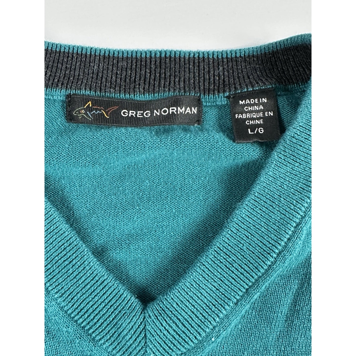 Greg Norman Med Pull Over Golf Sweater Long Sleeve V Neck Jade Green Large