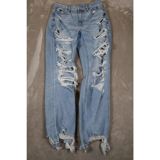 American Eagle Jeans Womens 7 Distressed High Rise Stretch Ripped Denim Pants