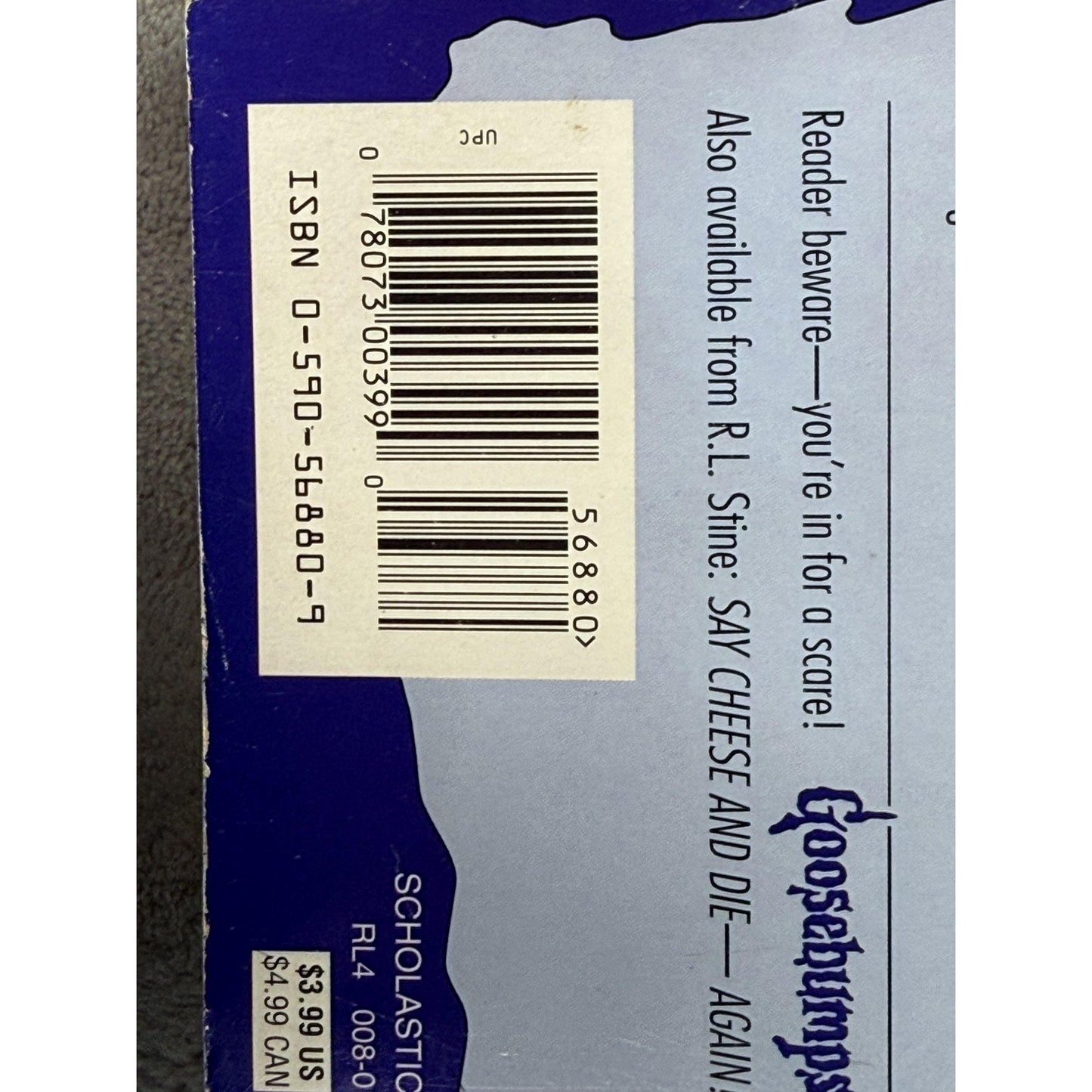 Vintage 1996 Goosebumps The Beast from the East R.L. Stine Scholastic Paperback