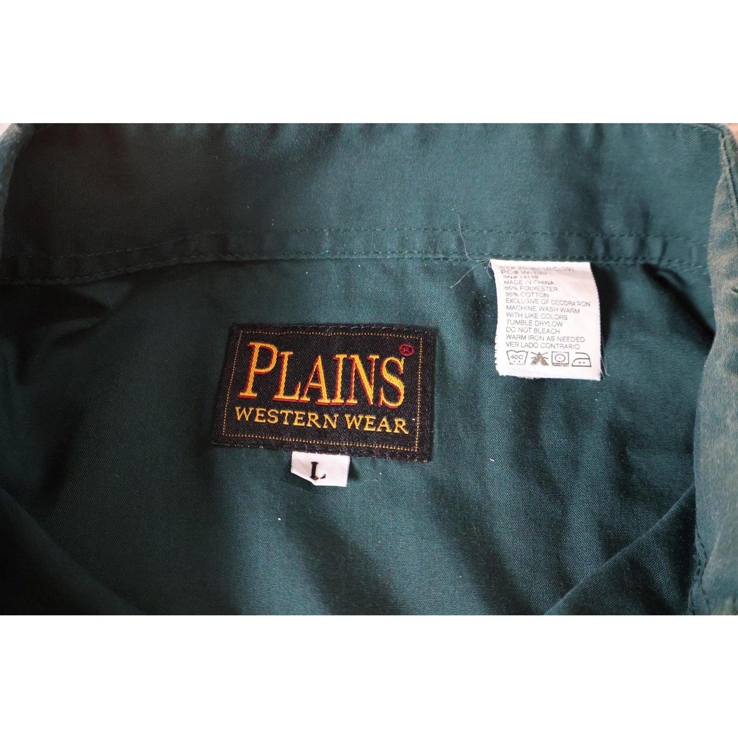 Plains Western Wear Shirt Mens Large Green Cowboy Pearl Snap Bull Skull Rodeo