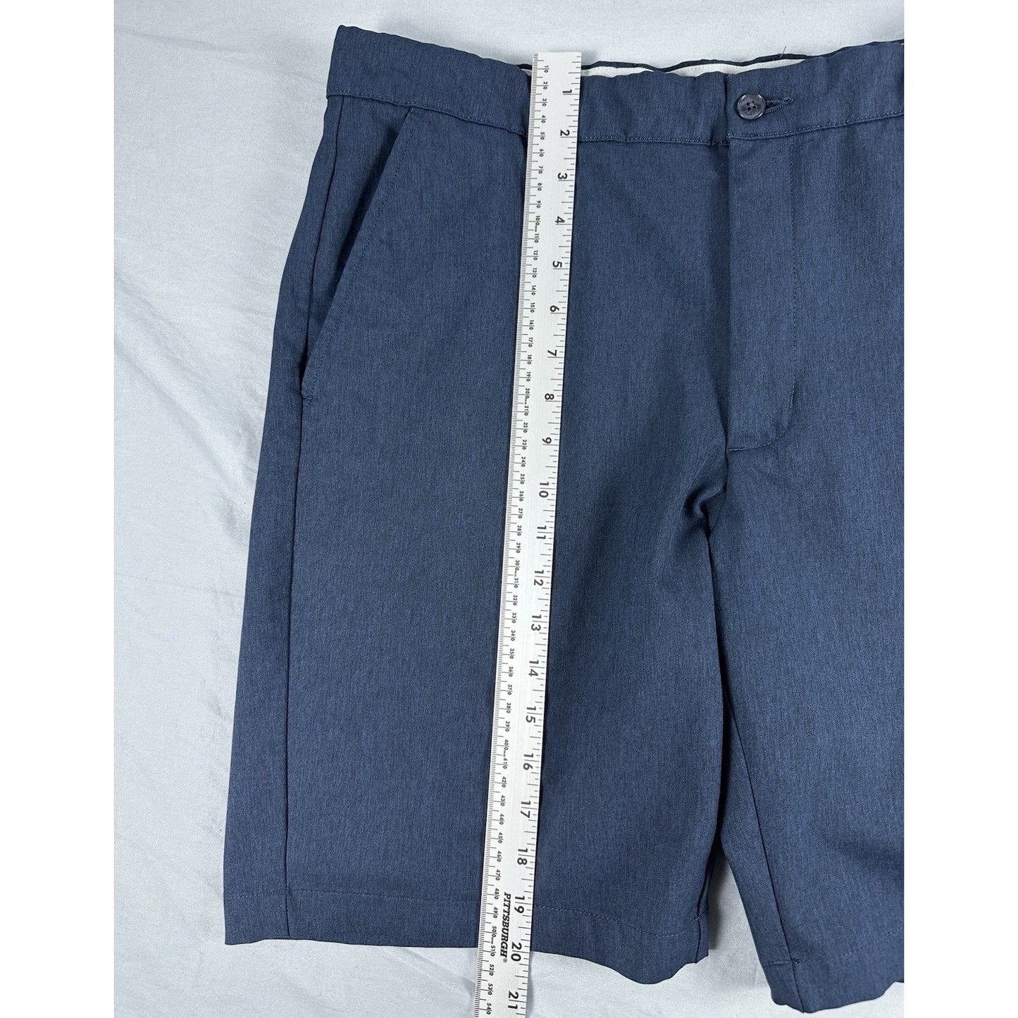 Greg Norman Shorts Mens 36 Navy Stretch Lightweight Flat Front Performance Chino