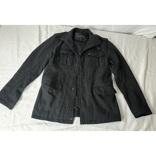 Ben Sherman Military Utility Wool Blend women Jacket Herringbone Field Barn Chore SM