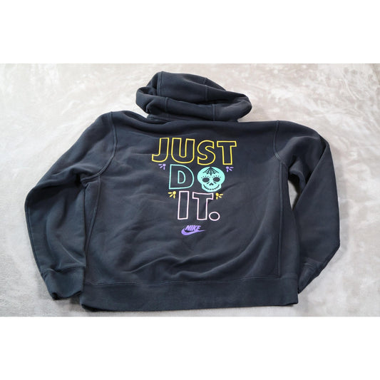 Nike Hoodie Mens Medium Black Just Do It Skull Graphic Pullover Halloween JDI
