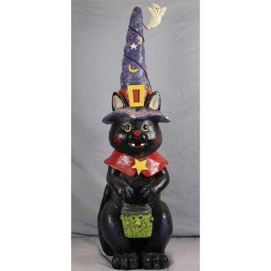 30β Resin Black Cat Witch & Ghost Halloween Figure Indoor Outdoor Decor Costco