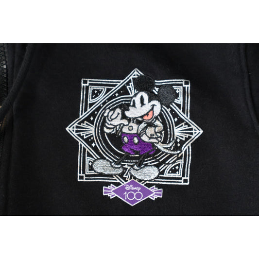 Disney Mickey Mouse Hoodie Mens Medium Black Full Zip 100 Anniversary Fireworks