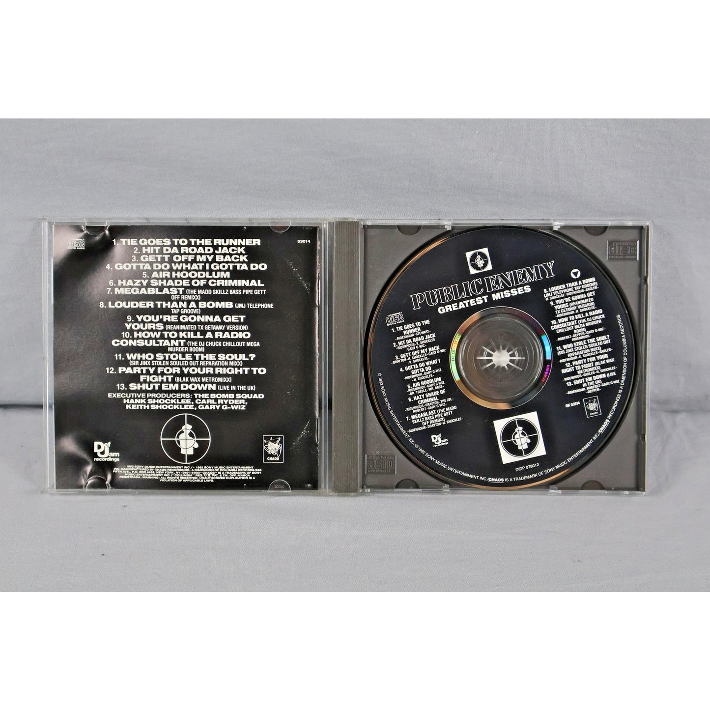 Public Enemy CD Greatest Misses 1992 Def Jam Hip Hop Rap Album Chuck D Bomb