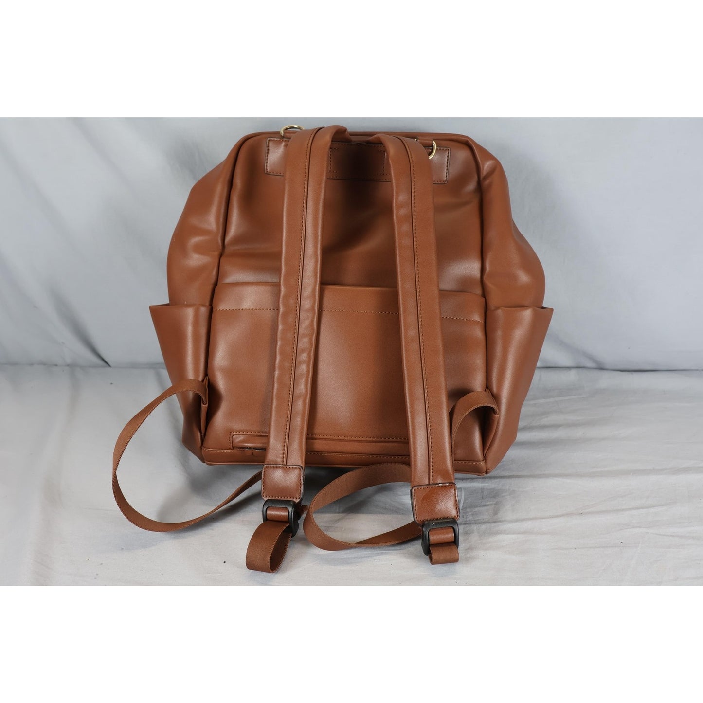 TWELVElittle Brown Vegan Leather Diaper Backpack Bag Changing Pad Pockets Travel