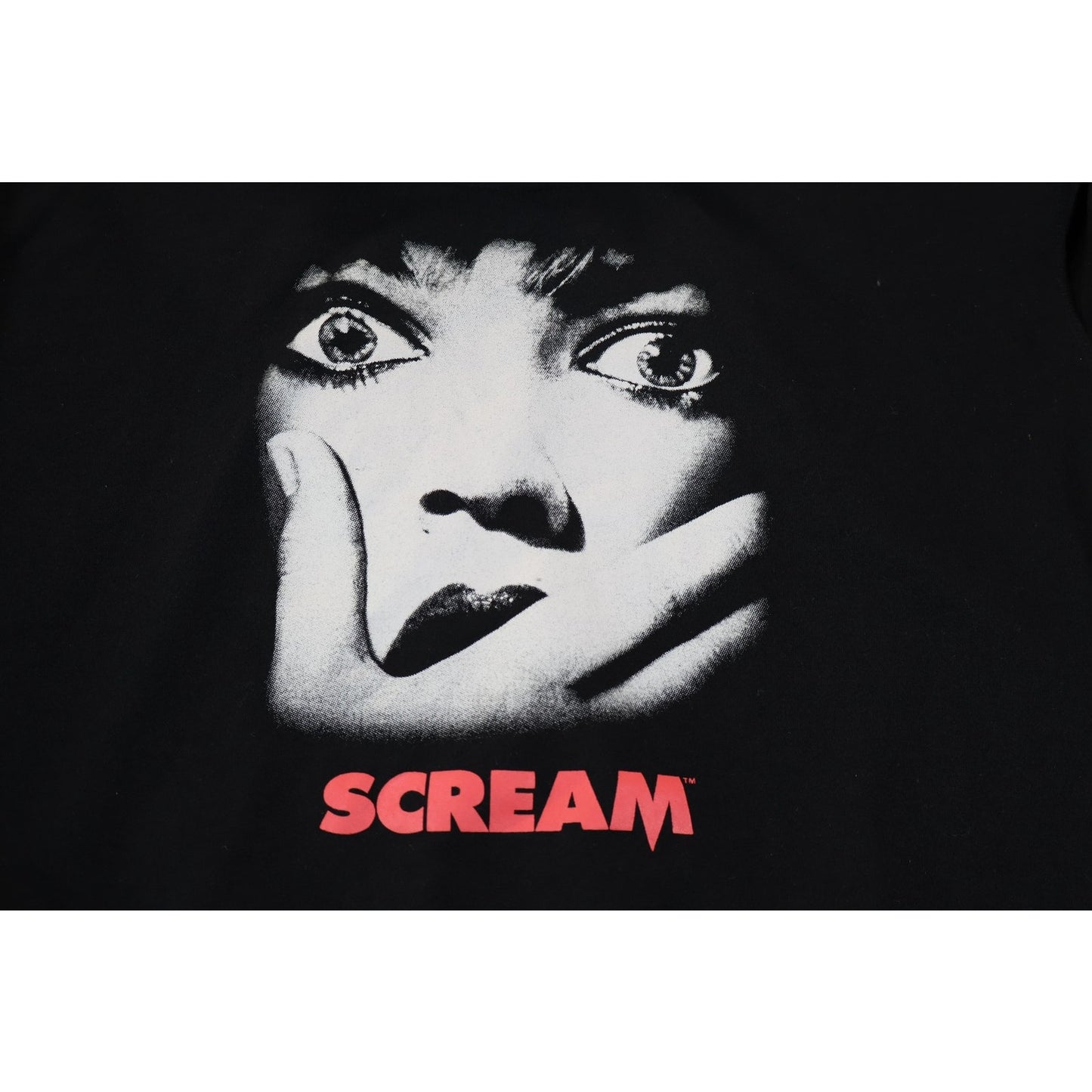 Scream Sweatshirt Womens Medium Black Plaid Layered Collared Horror Graphic