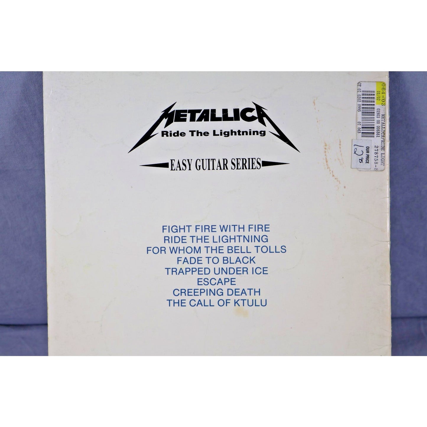 Vintage Metallica Ride The Lightning Guitar Tab Book 1990 Cherry Lane Songbook