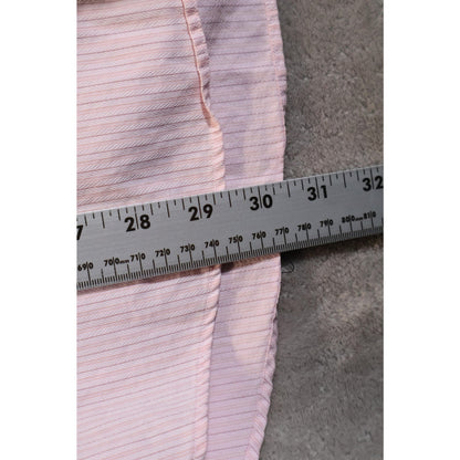 Tommy Bahama Shirt Mens 16.5 Large Pink Striped Button Up Long Sleeve Cotton