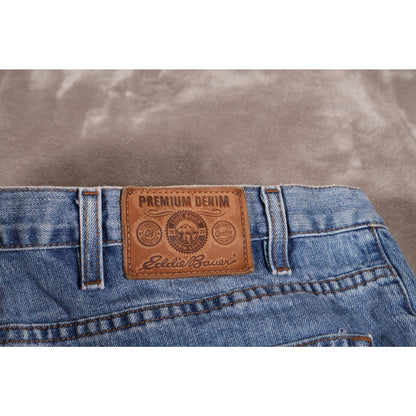 Eddie Bauer Jeans Mens 44x36 Blue Classic Fit Premium Denim Distressed Raw Hem