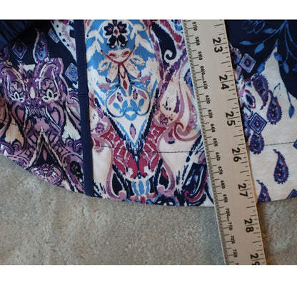 Chicos Zenergy Jacket Womens 3 Size Blue Pink White Hooded Full Zip Paisley Boho