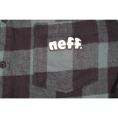 Neff Shirt Mens Medium Plaid Flannel Hooded Button Up Skate Streetwear