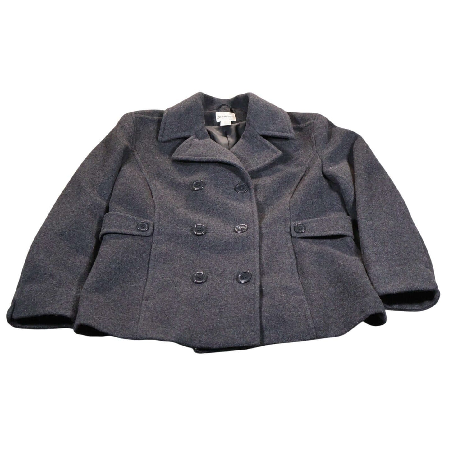 St Johns Bay Peacoat Womens Large Wool Cashmere Blend Double Breasted Jacket